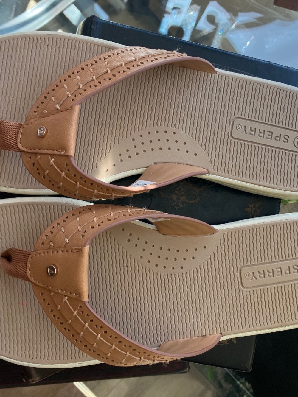 Sperry Top Sider Leather/Rubber Flip Flop Sandals Size 9 NWOT - Picture 3 of 5